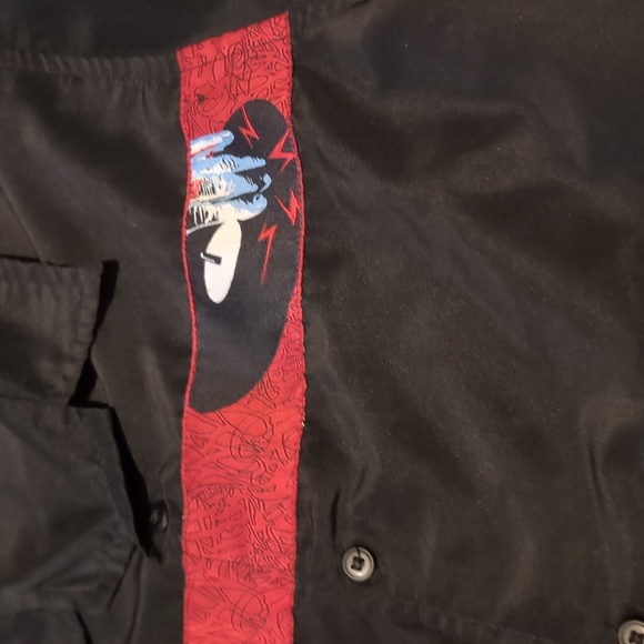 Vintage No Boundaries Black Button Up Shirt Urban Dj Music hip-hop graffiti 16 - Picture 4 of 6